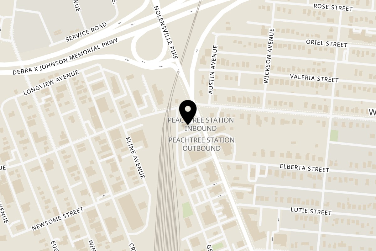 Map showing the location of Roma Pizza & Pasta on 2403 Nolensville Pk #105 in Nashville